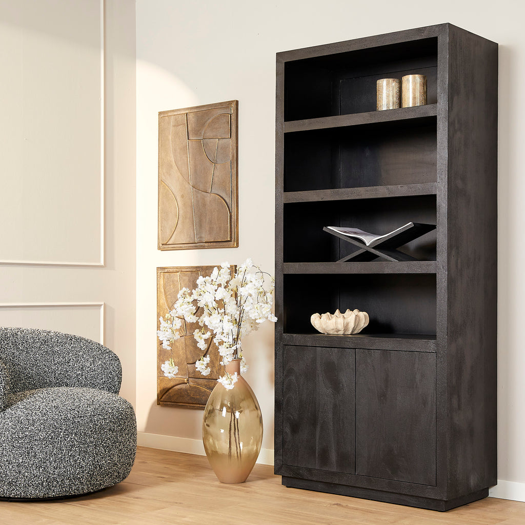 Boekenkast Brussel Black 90cm | 4 vakken