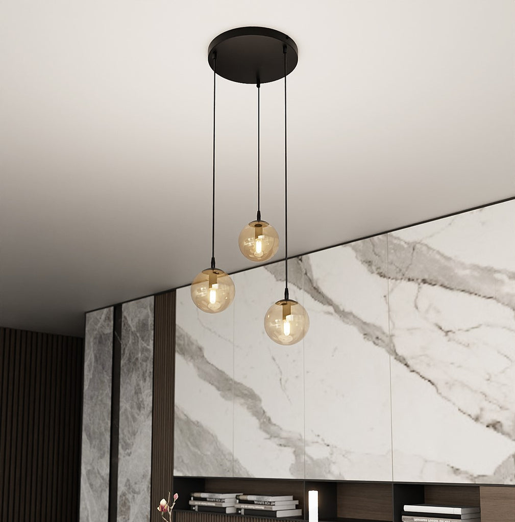 Paris Hanglamp - 3 Bol - Honinggeel Glas