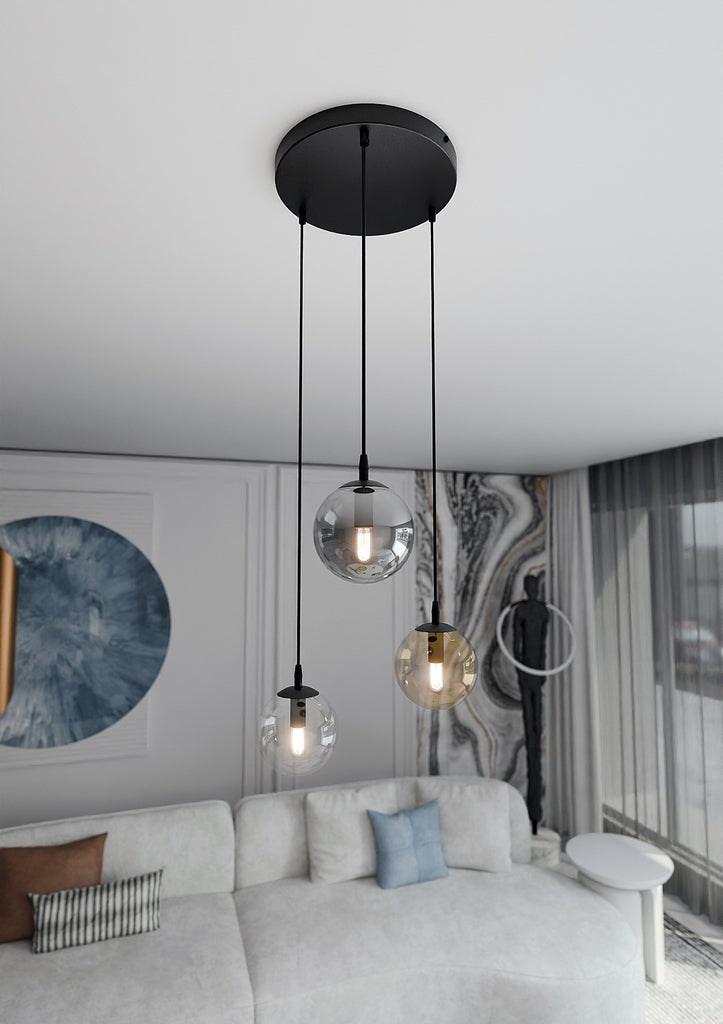 Paris Hanglamp - 3 Bol - Mix Kleur Glas
