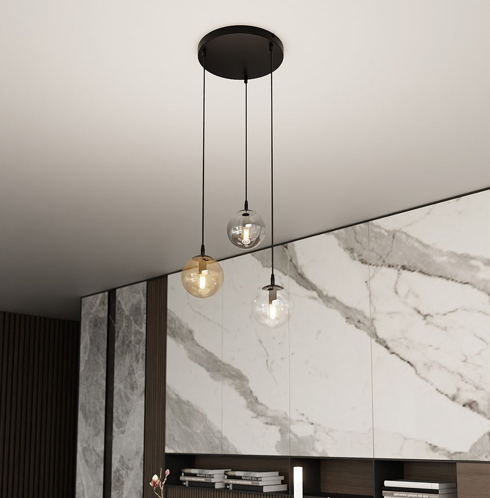 Paris Hanglamp - 3 Bol - Mix Kleur Glas