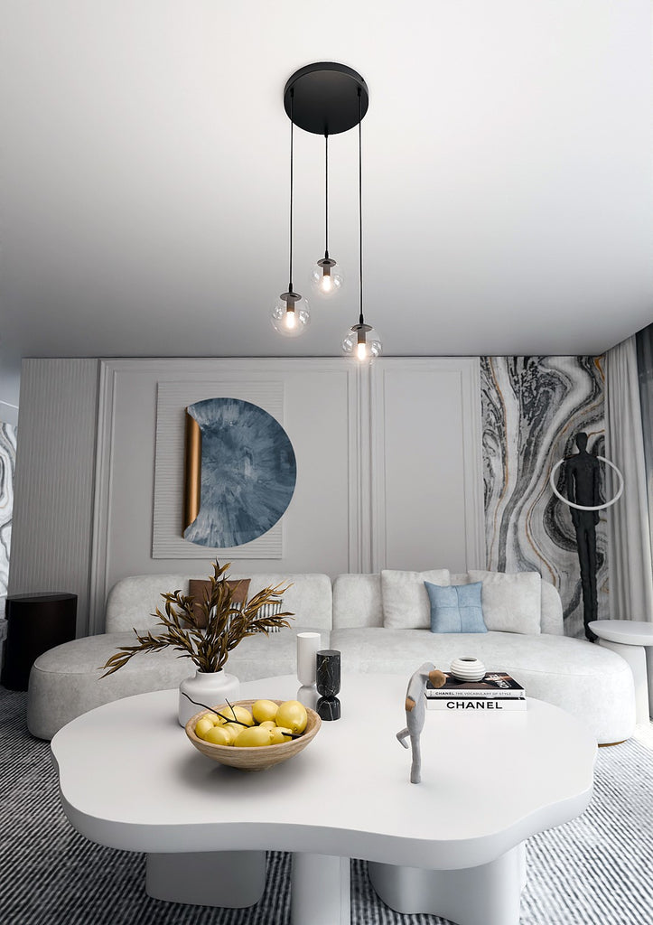 Paris Hanglamp - 3 Bol - Transparant Glas