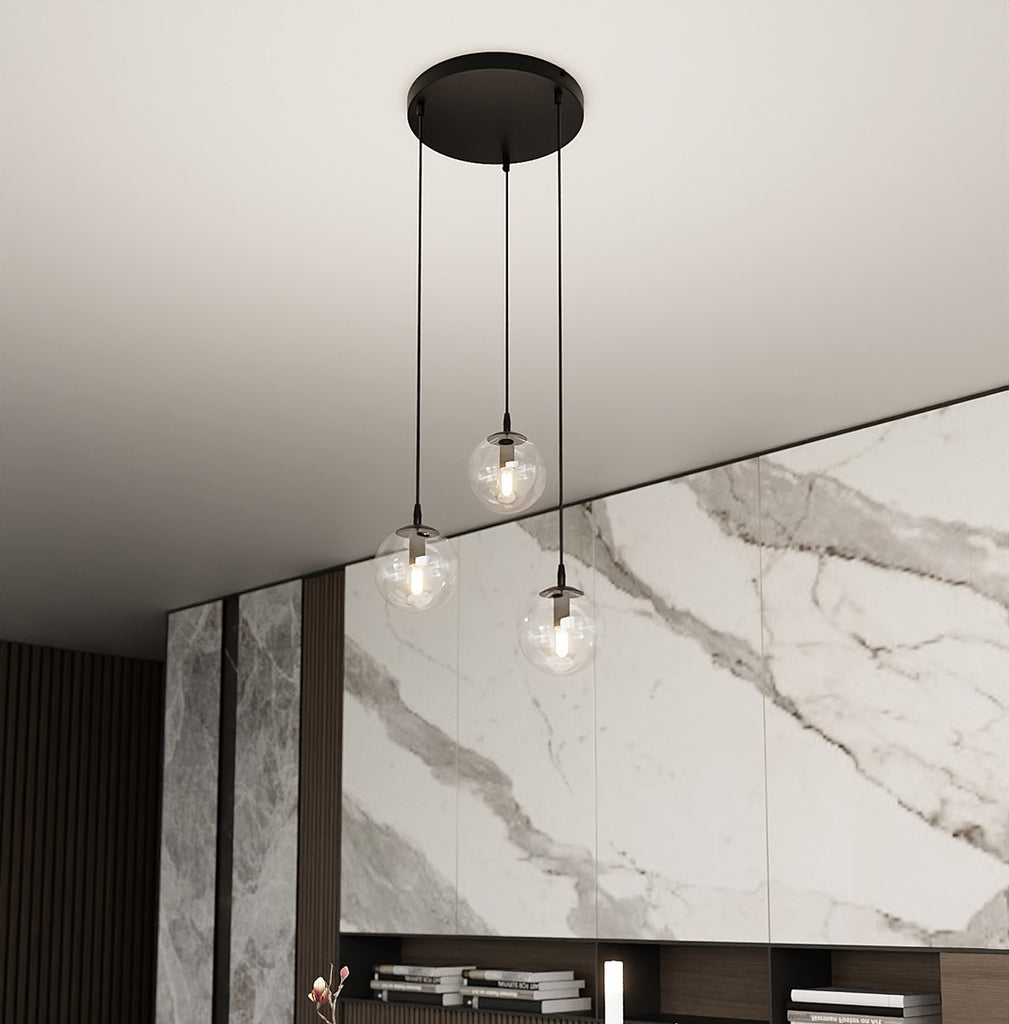 Paris Hanglamp - 3 Bol - Transparant Glas