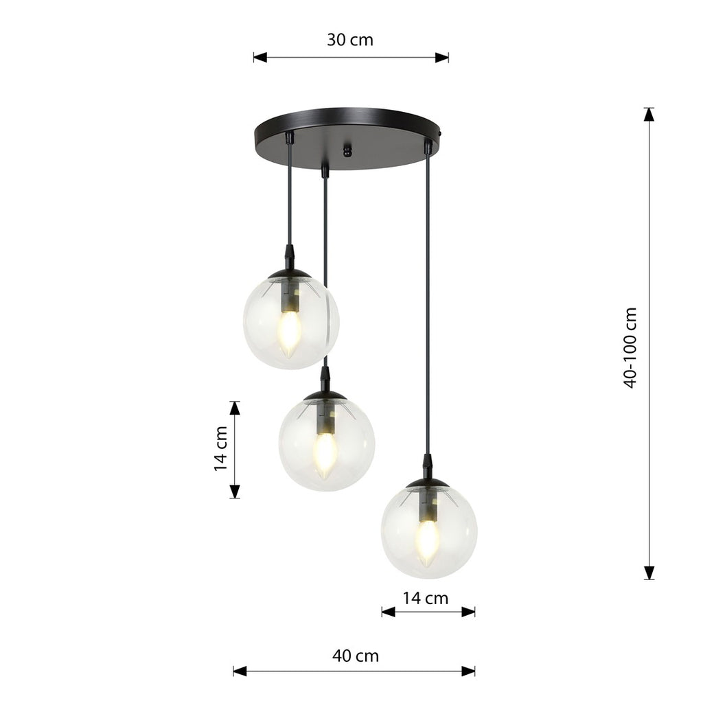 Paris Hanglamp - 3 Bol - Transparant Glas