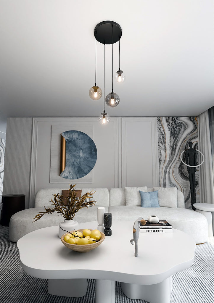 Paris Hanglamp - 4 Bol - Mix Kleur Glas