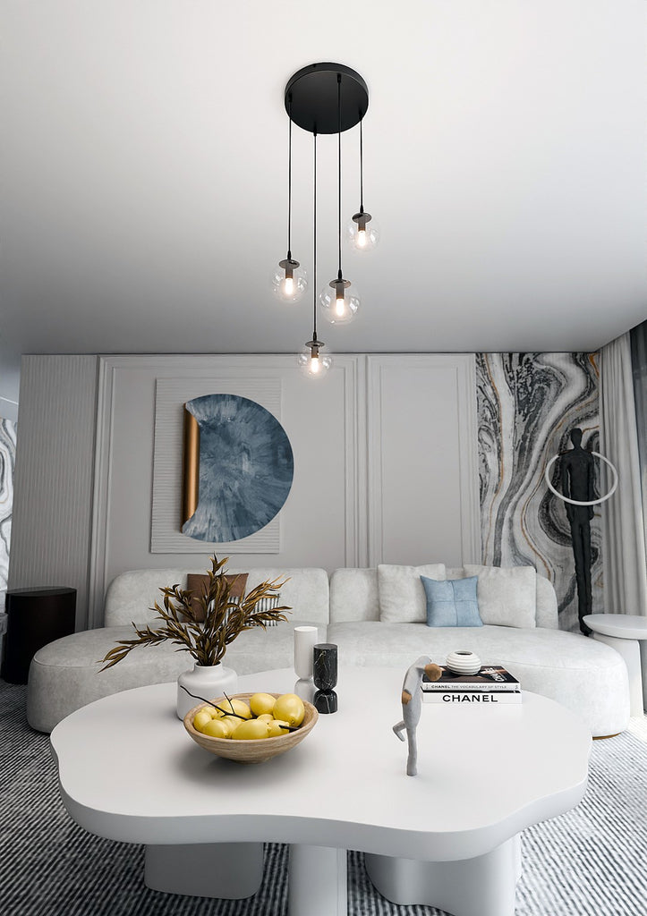 Paris Hanglamp - 4 Bol - Transparant Glas