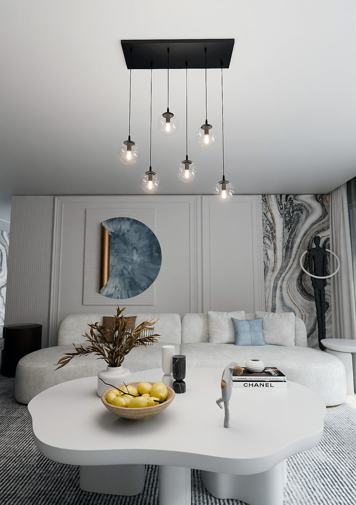 Paris Hanglamp - 6 Bol - Transparant Glas
