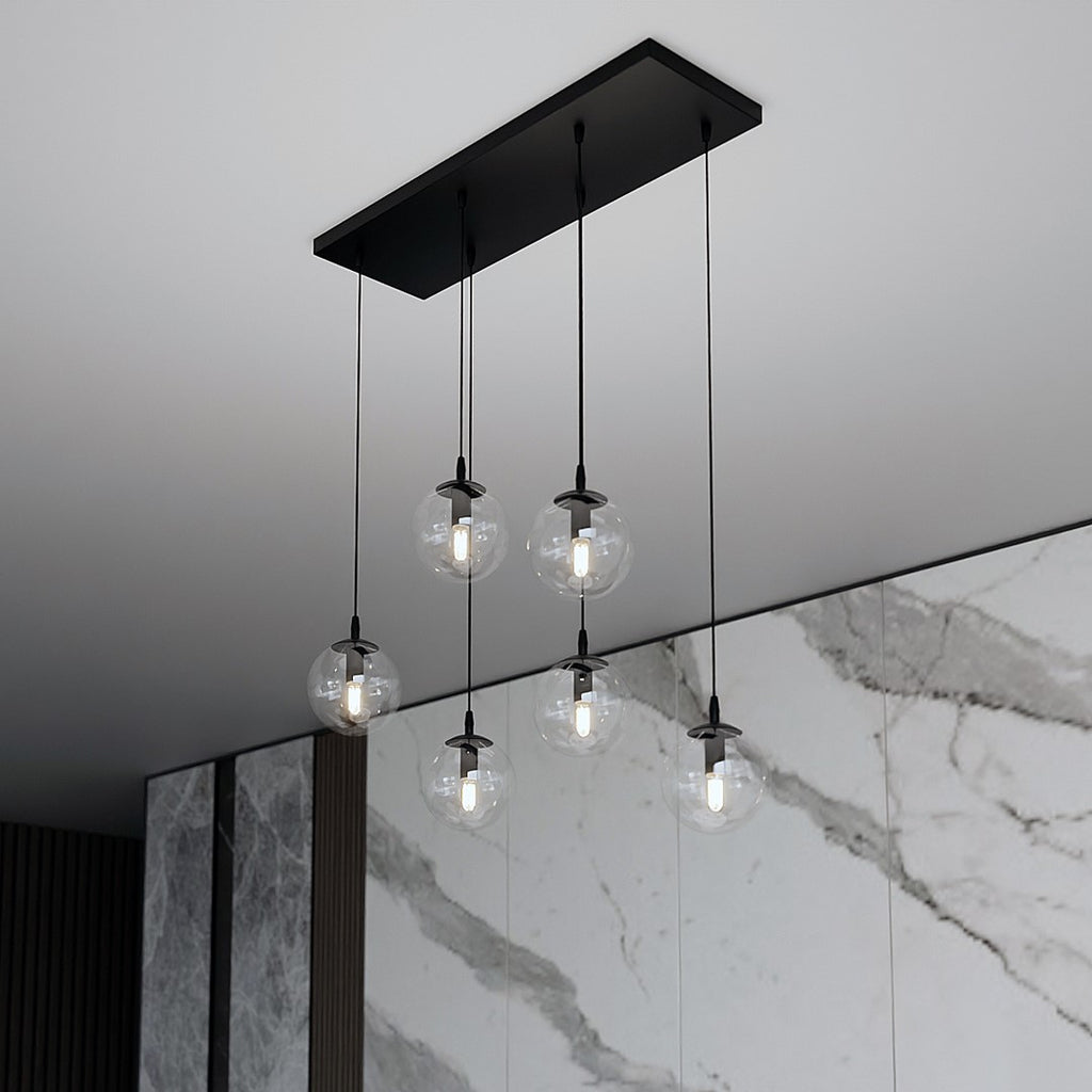 Paris Hanglamp - 6 Bol - Transparant Glas