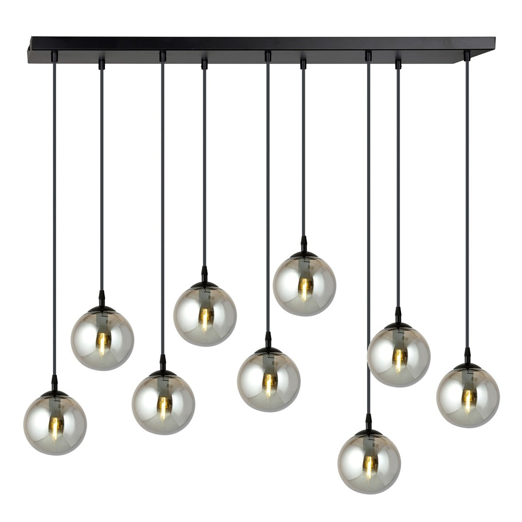 Paris Hanglamp - 9 Bol - Grijs Glas