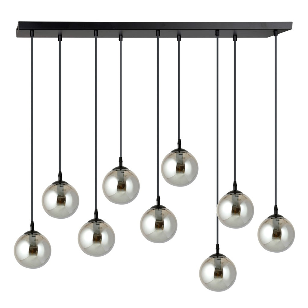 Paris Hanglamp - 9 Bol - Grijs Glas