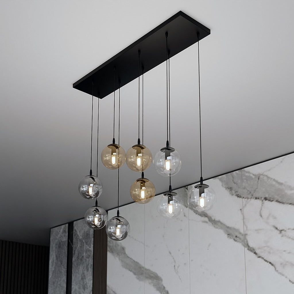 Paris Hanglamp - 9 Bol - Mix Kleur Glas