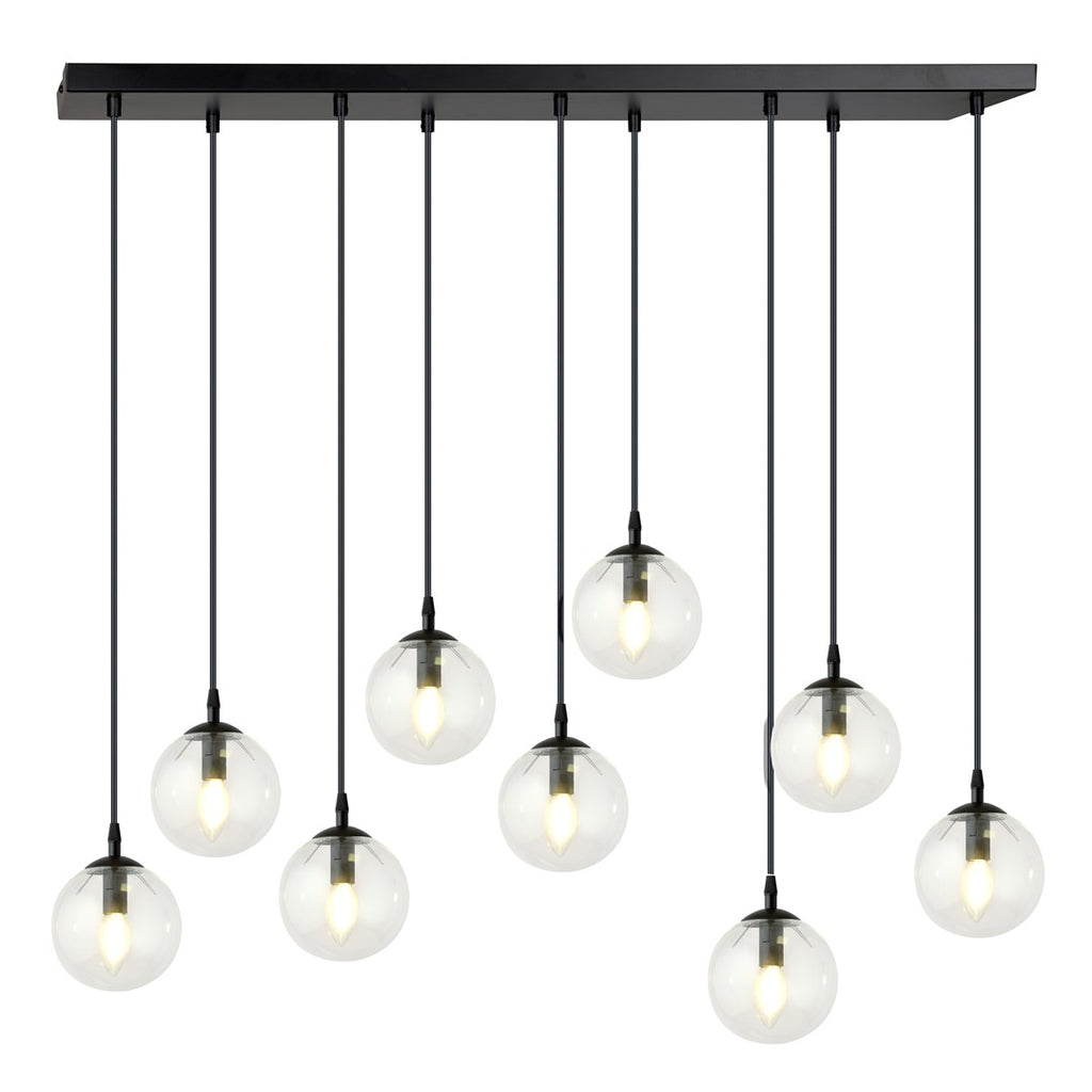 Paris Hanglamp - 9 Bol - Transparant Glas