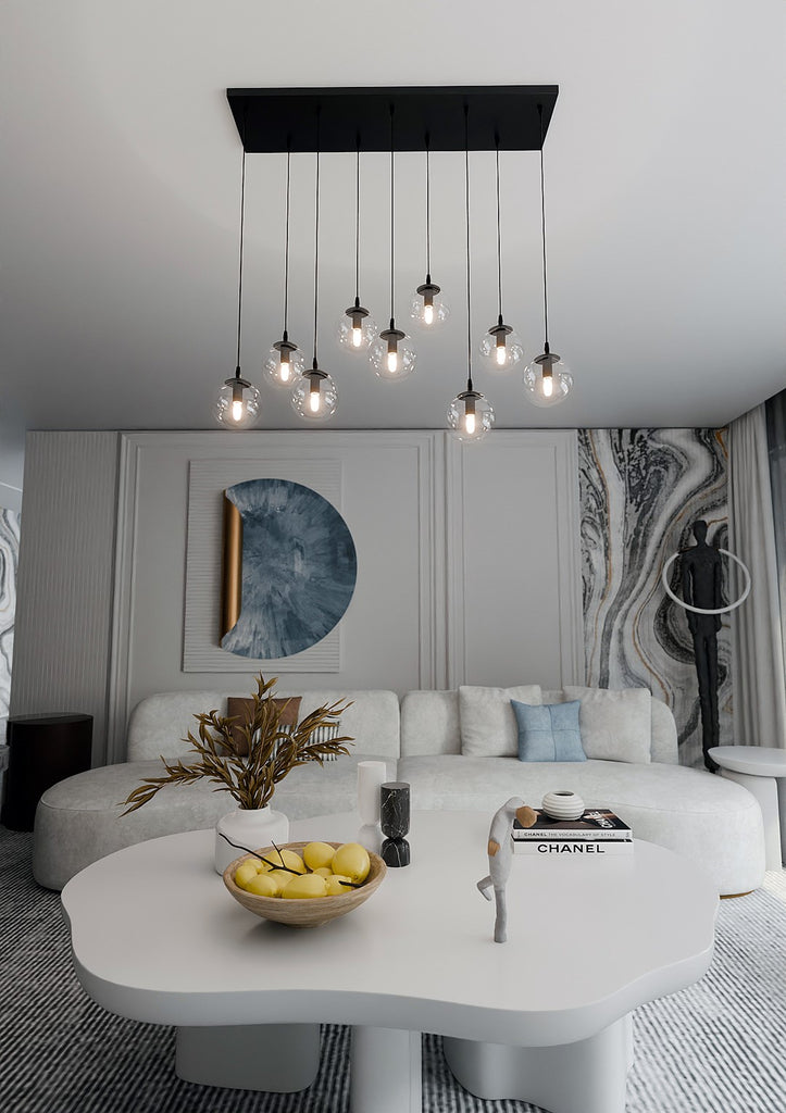 Paris Hanglamp - 9 Bol - Transparant Glas