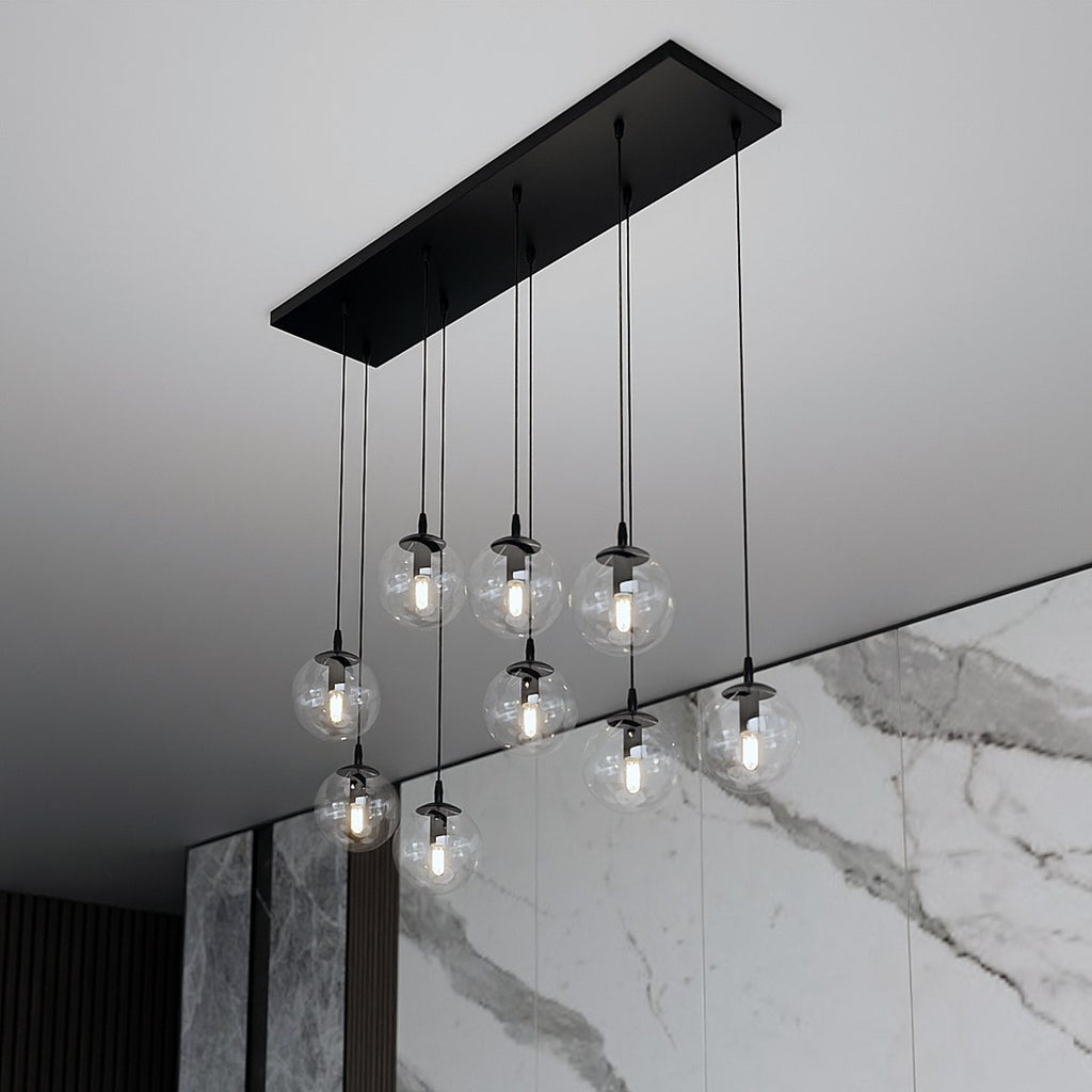 Paris Hanglamp - 9 Bol - Transparant Glas