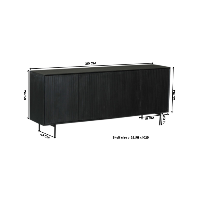 Dressoir Madison Zwart | 210 cm