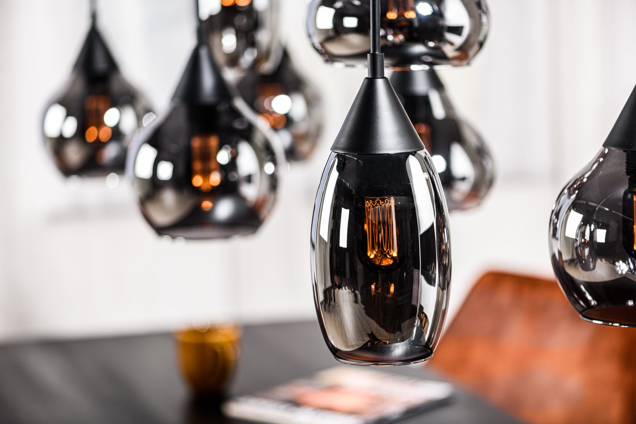 Hanglamp Fleur - 8-lichts - Smoke glas