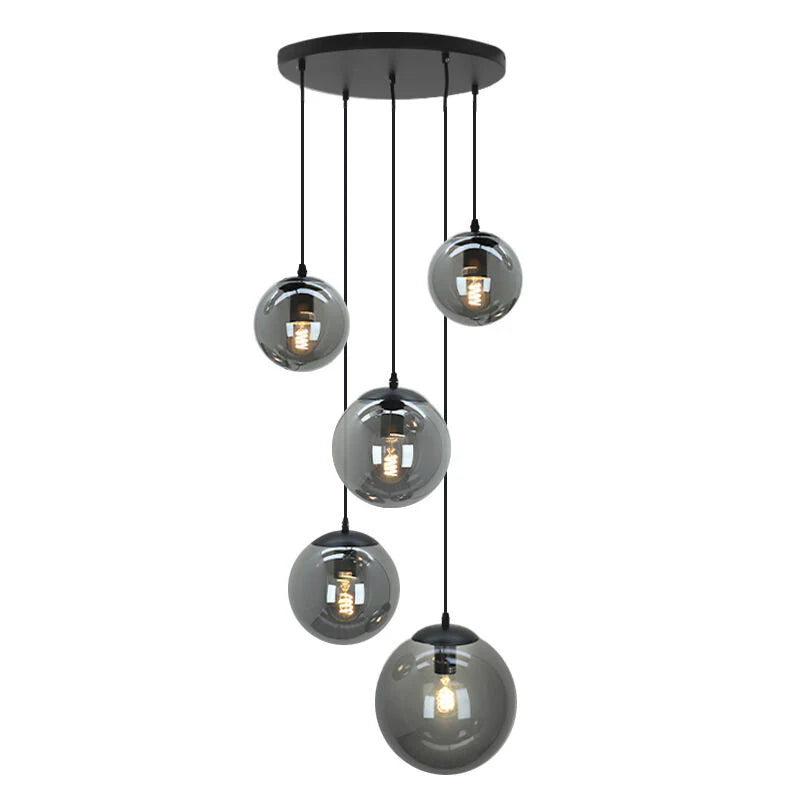 Lucio - Hanglamp - Zwart / Grijs - 5L