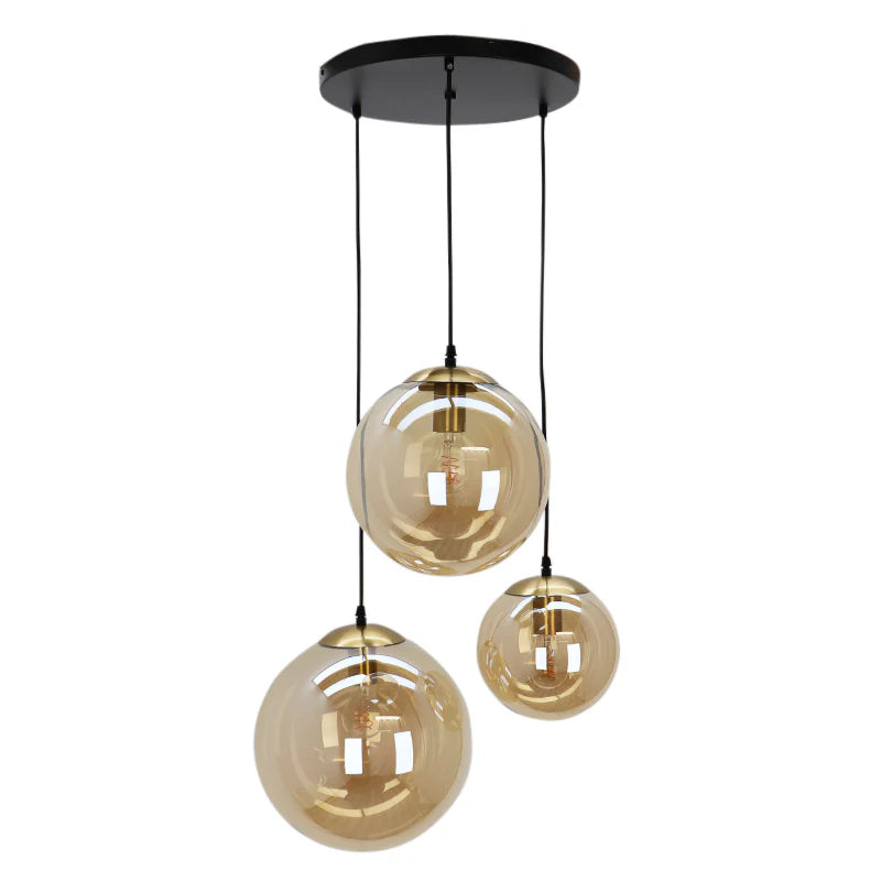 Lucio - Hanglamp - Amber / Zwart - 3L