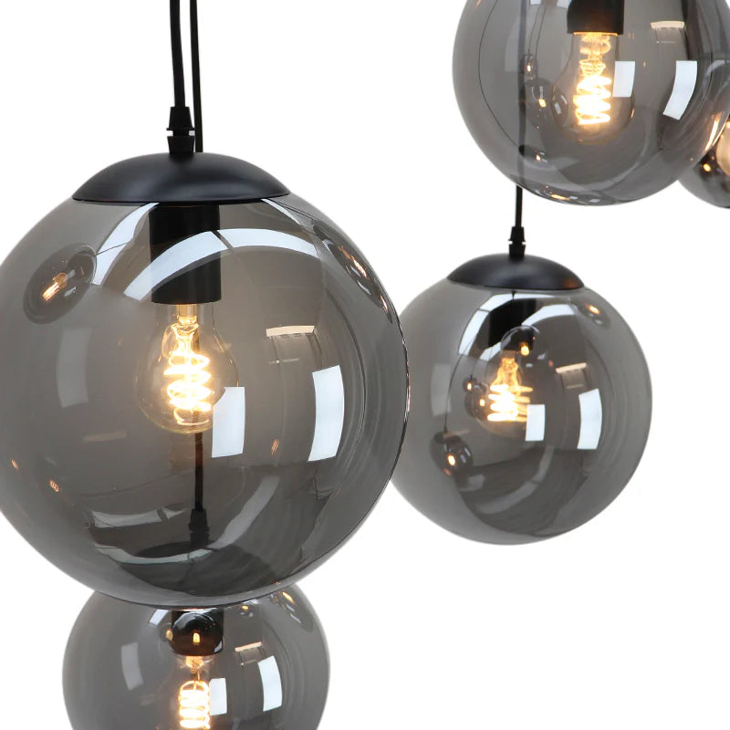 Lucio - Hanglamp - Grijs / Zwart - 6L