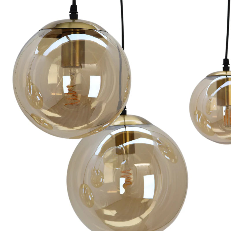 Lucio - Hanglamp - Amber / Zwart - 6L