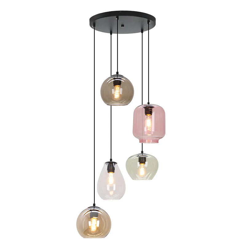 Lora - Hanglamp - Multikleur / Zwart - 5L