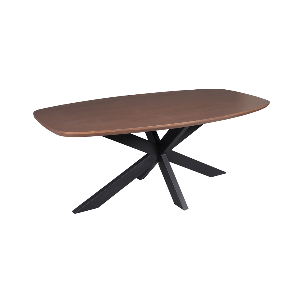 Eettafel Madison Walnoot | 200 cm | Deens Ovaal | Poot Zwart