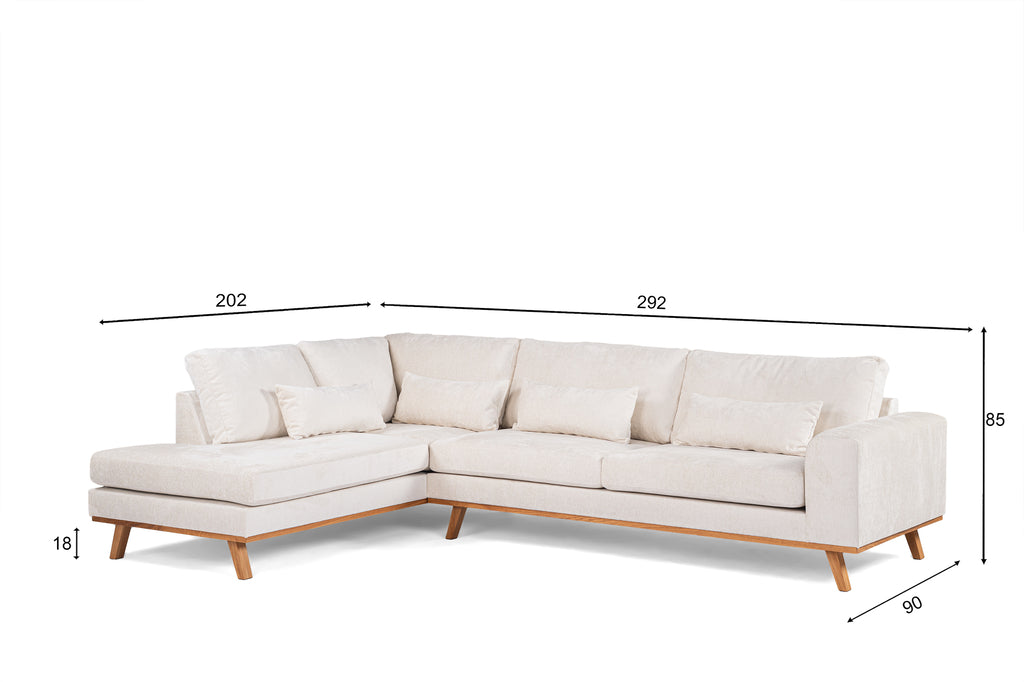 Hoekbank Soof - champagne - 3 zits - links