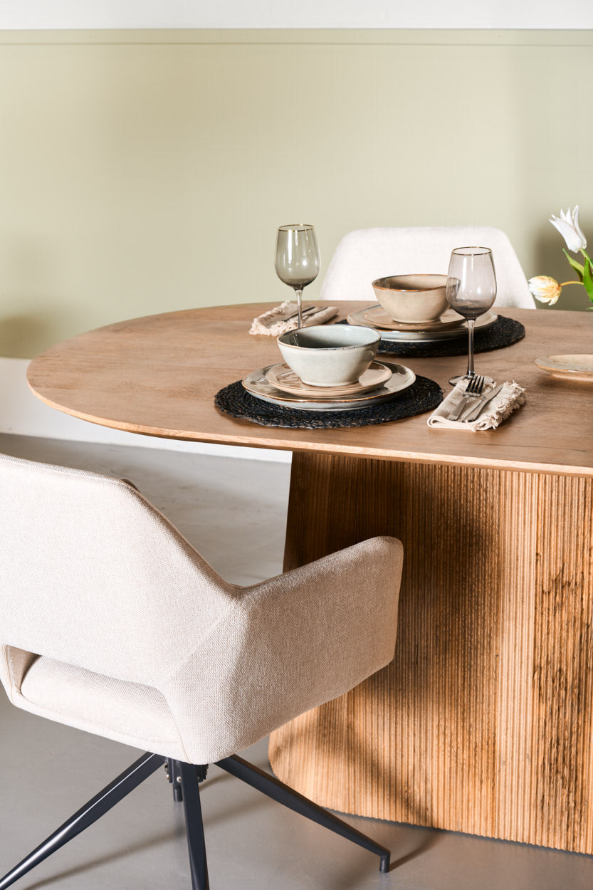 Japandi Eettafel Ovaal - Lichtbruin - 180cm
