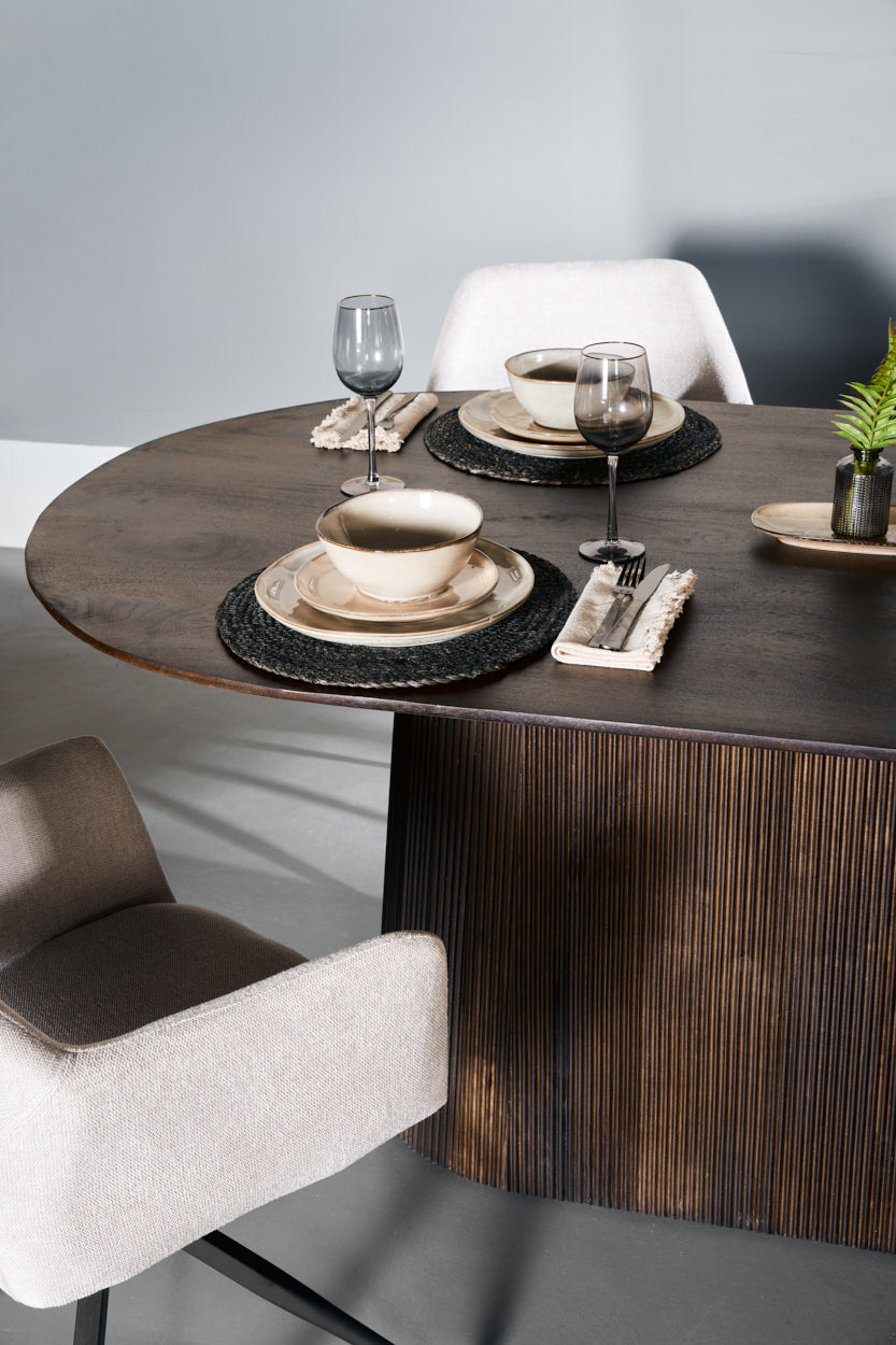 Japandi Eettafel Ovaal - Bruin - 180cm