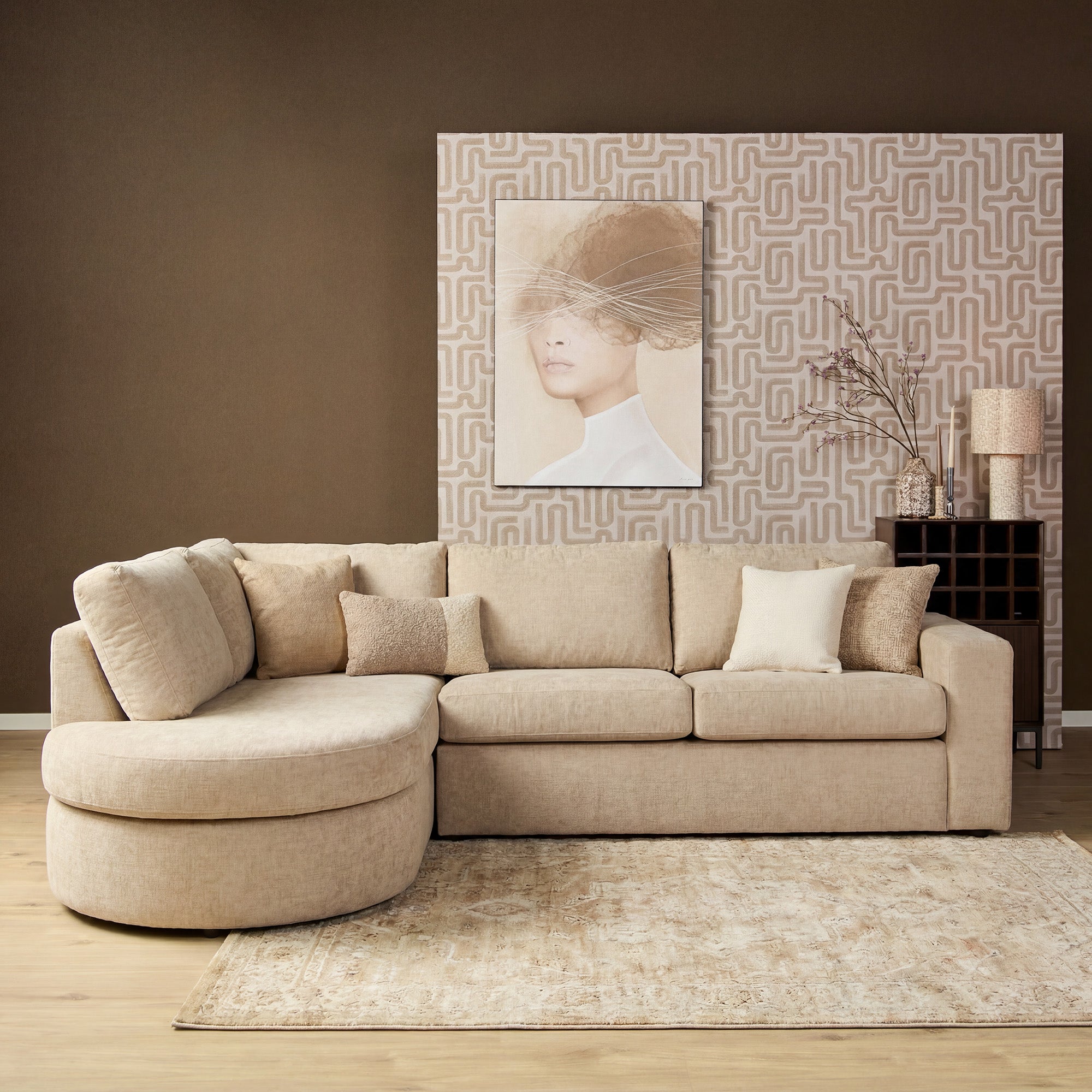 MySofa Alma hoekbank beige, divan links + 2,5-zits