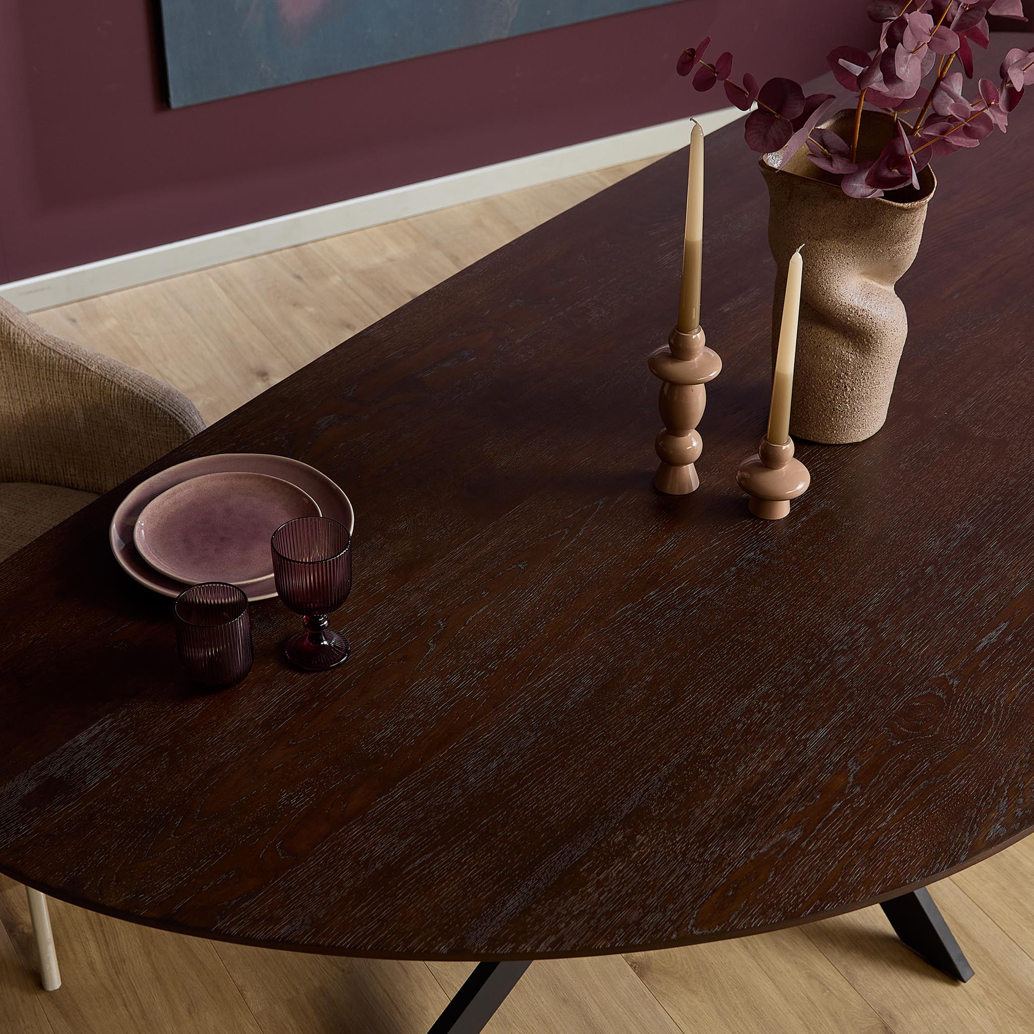 Organische eettafel Cloud Bruin Eikenhout 210 cm