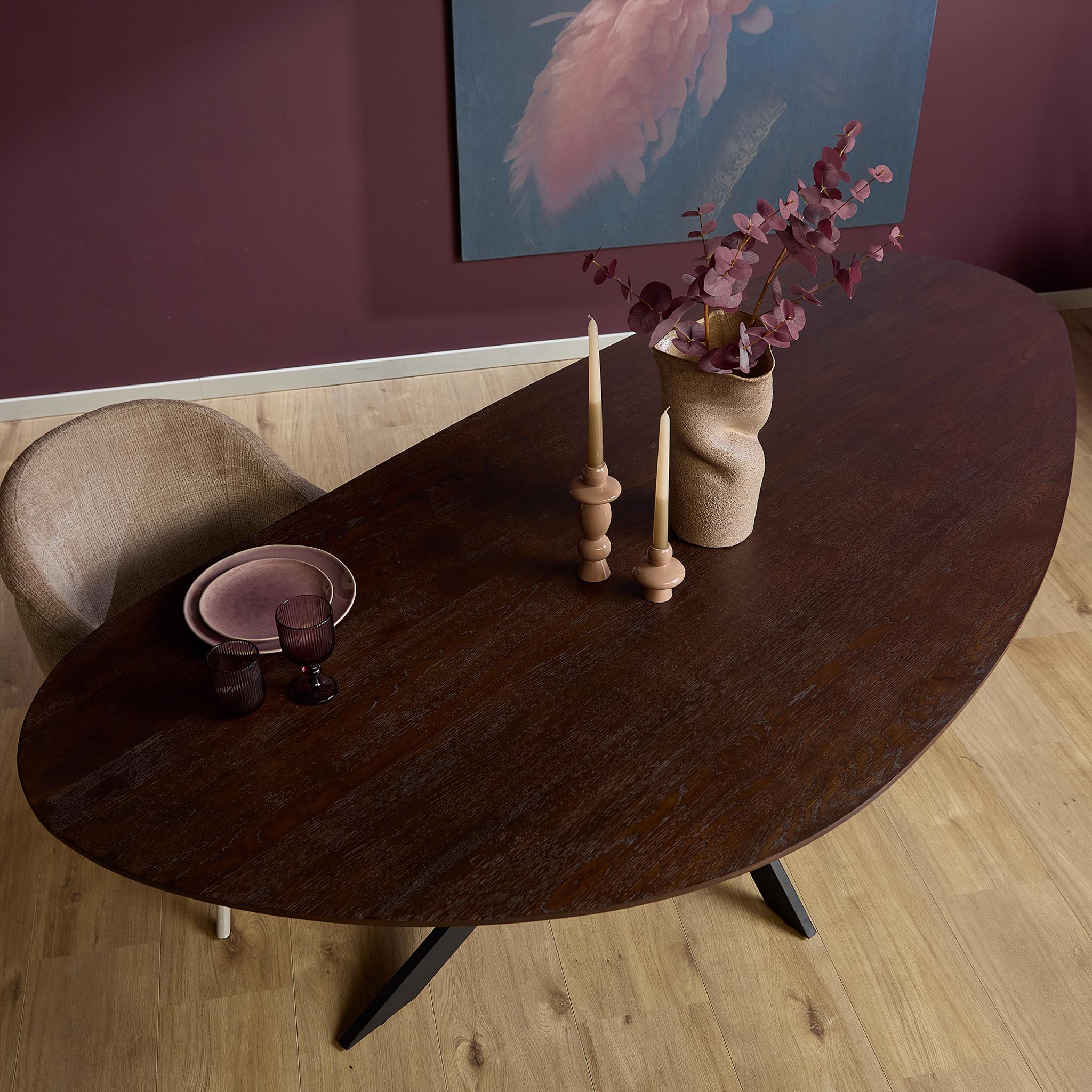 Organische eettafel Cloud Bruin Eikenhout 280 cm
