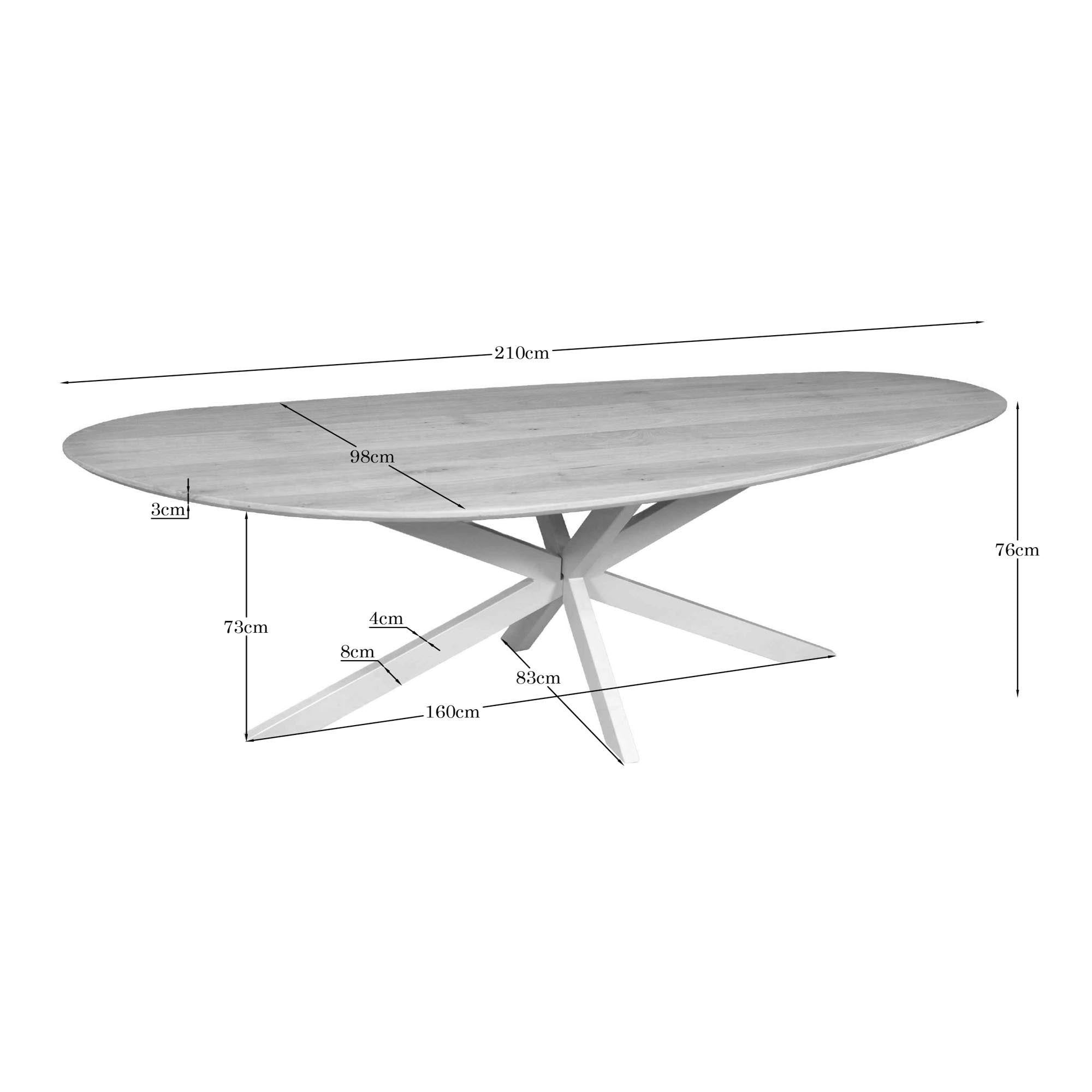 Organische eettafel Cloud Naturel Poot Zand Eikenhout 210 cm