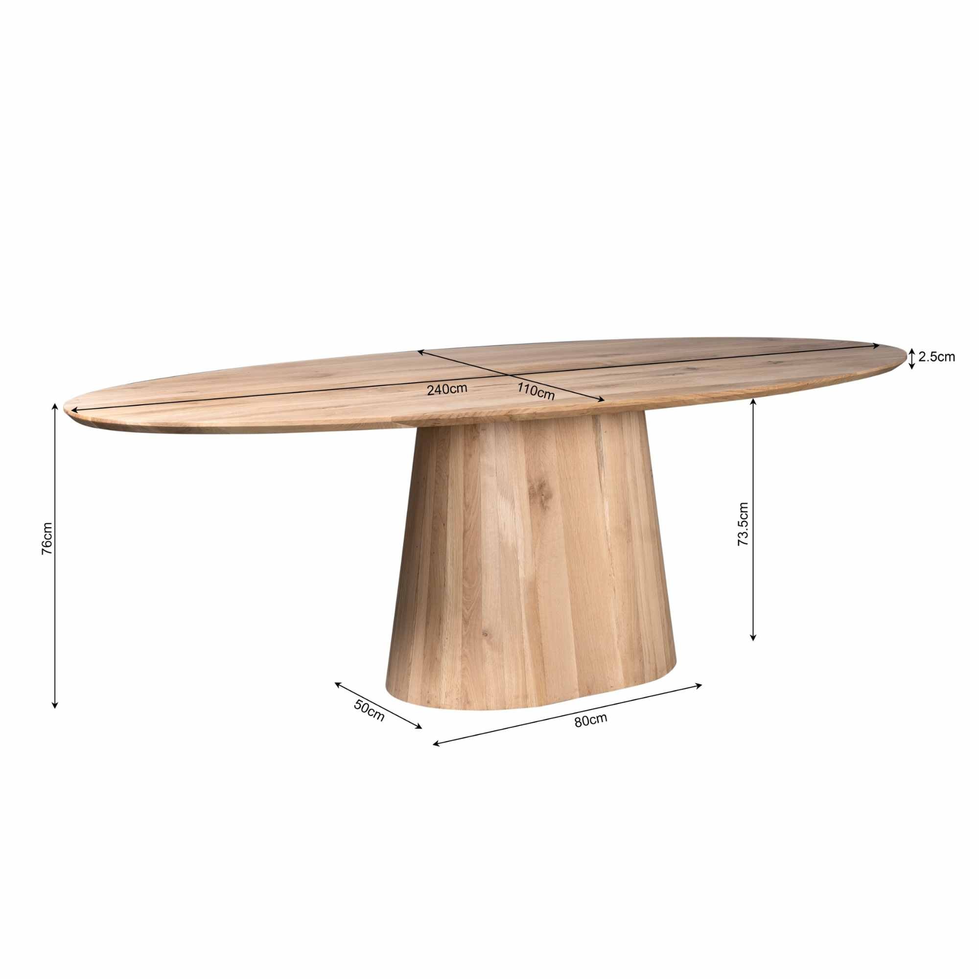 Ovale eettafel Riga Naturel Eikenhout 240 cm