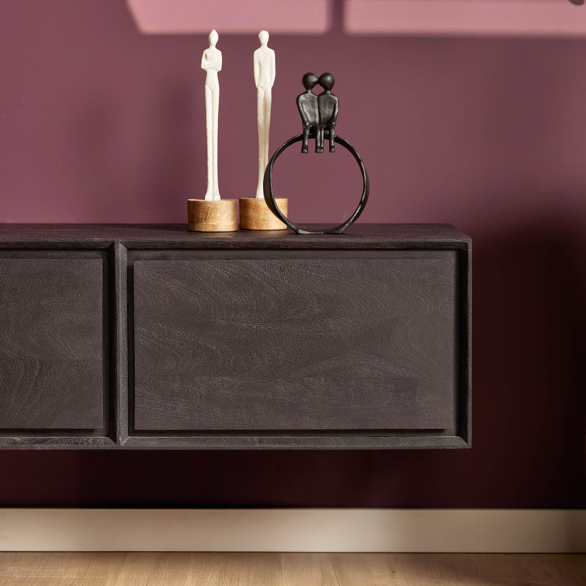 Zwevend tv-meubel Ambiance Zwart | 280 cm