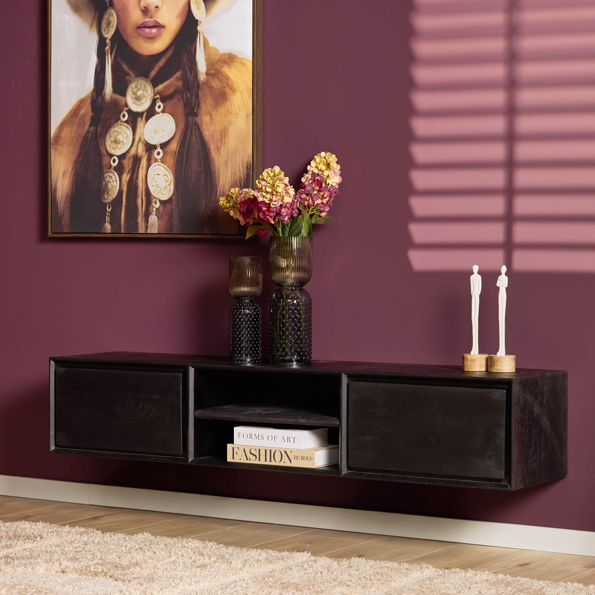 Zwevend tv-meubel Ambiance Zwart | 120 cm