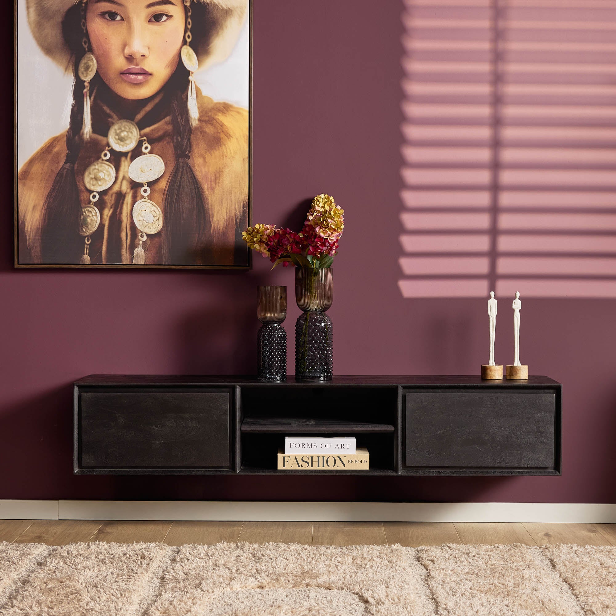 Zwevend tv-meubel Ambiance Zwart | 120 cm