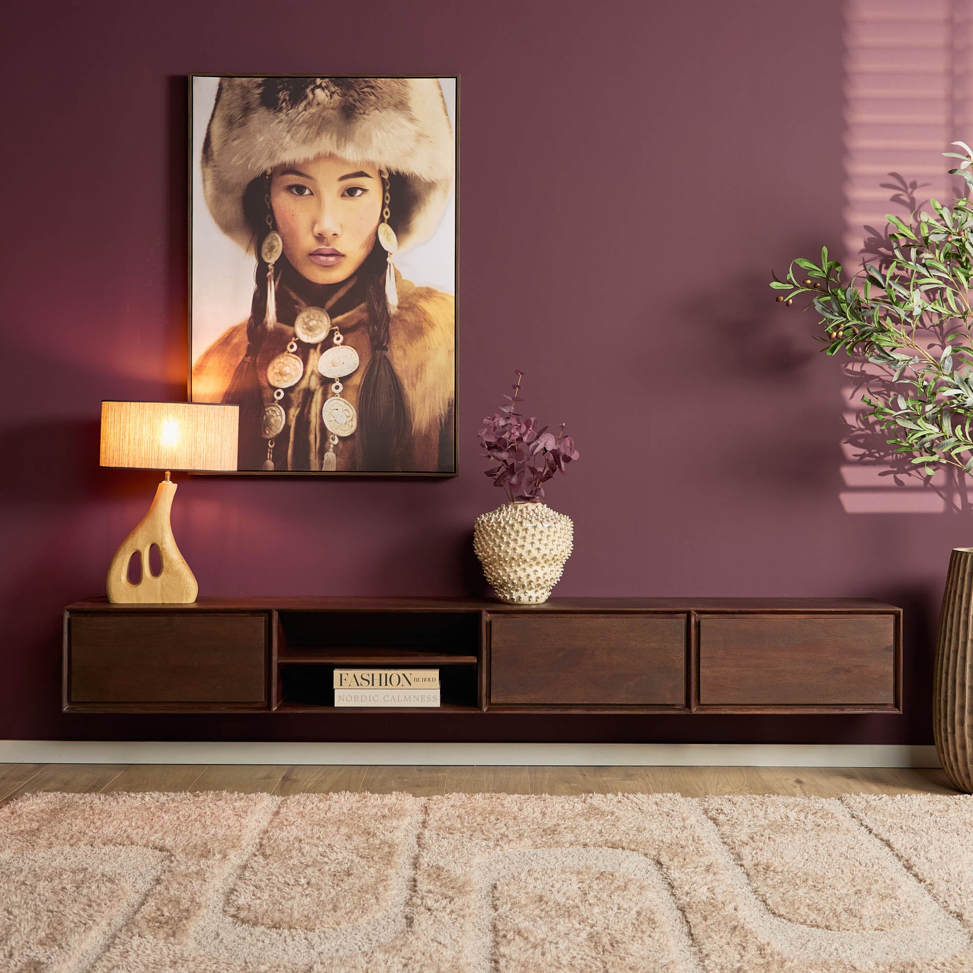 Zwevend tv meubel Ambiance Bruin | 240 cm