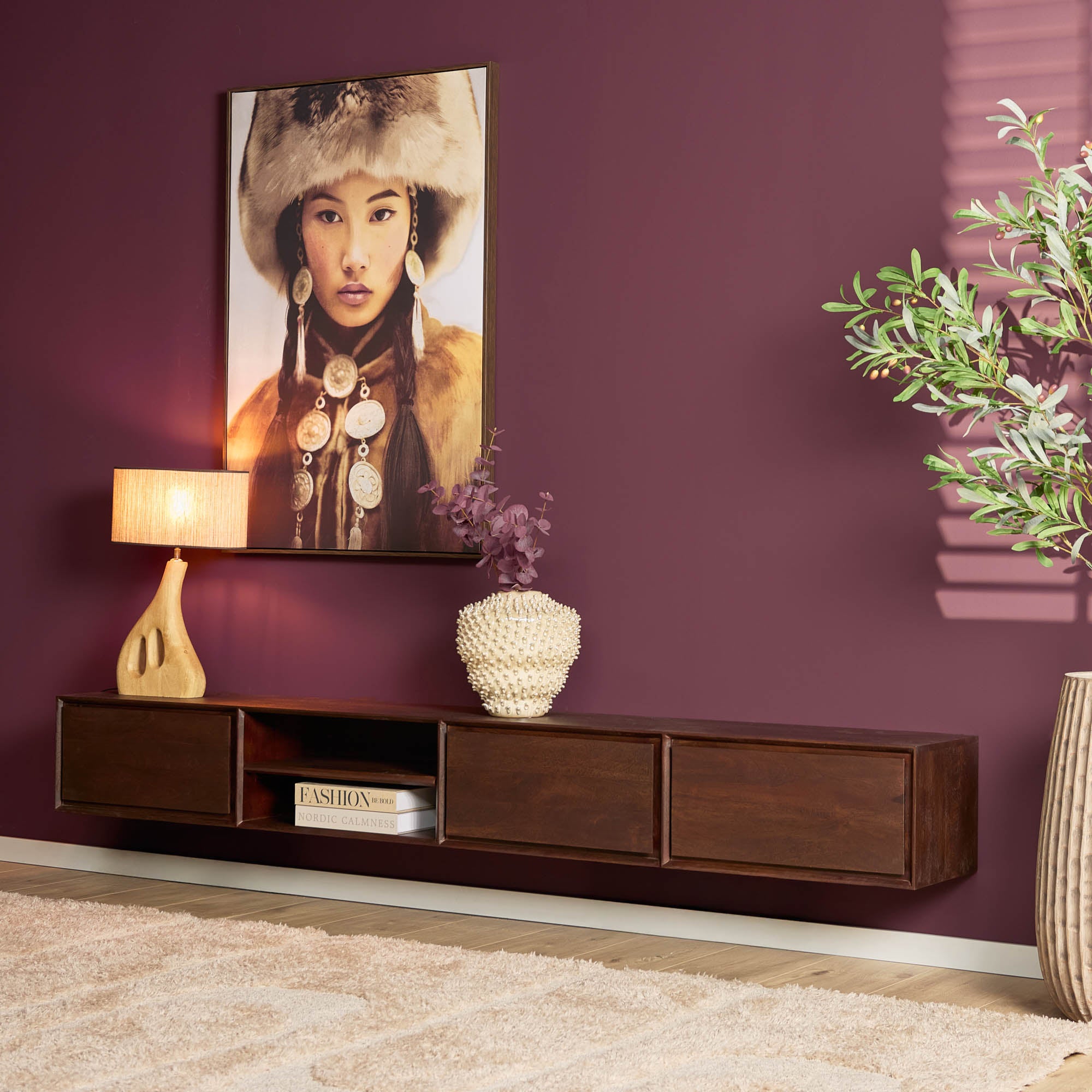 Zwevend tv meubel Ambiance Bruin | 240 cm