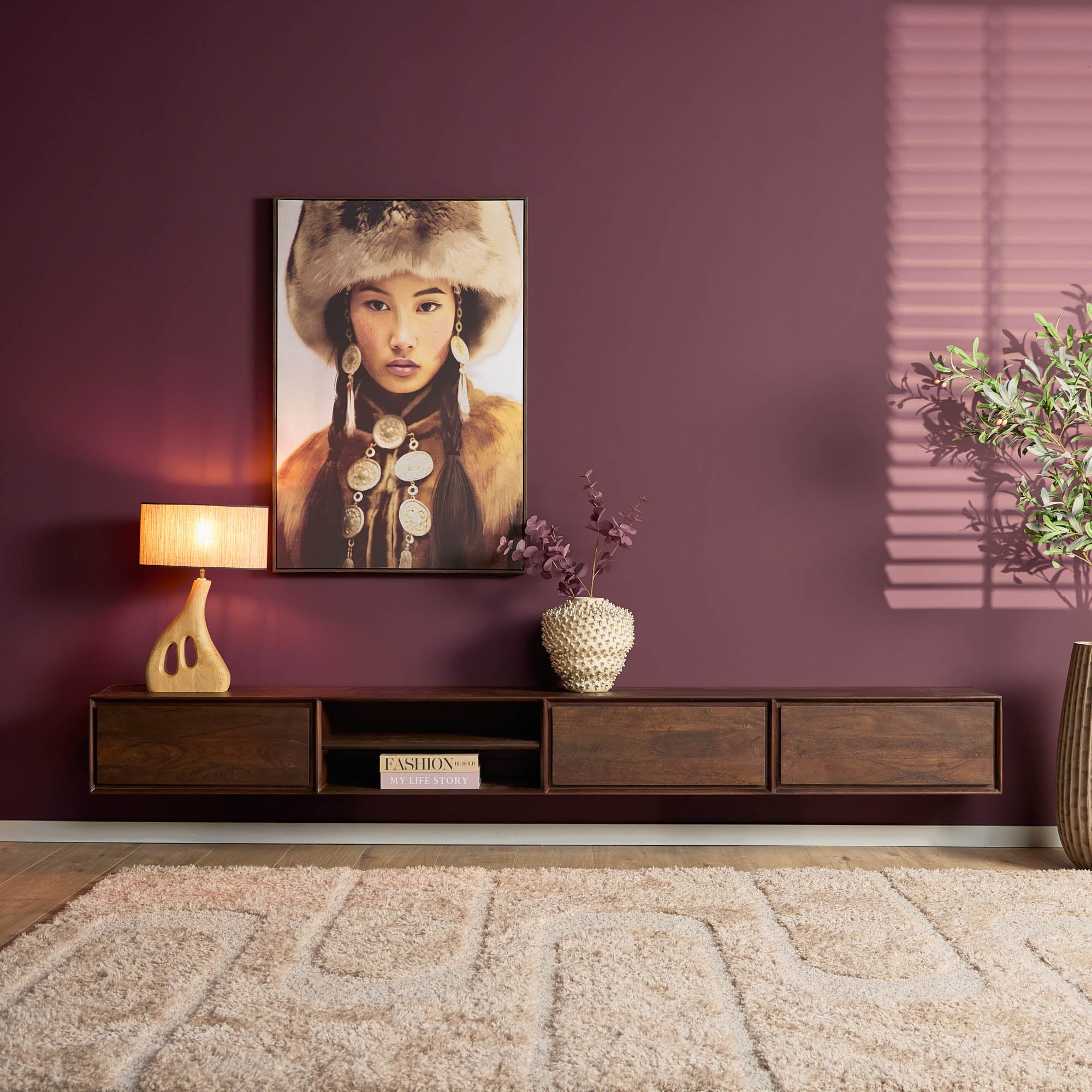 Zwevend tv-meubel Ambiance Bruin | 280 cm