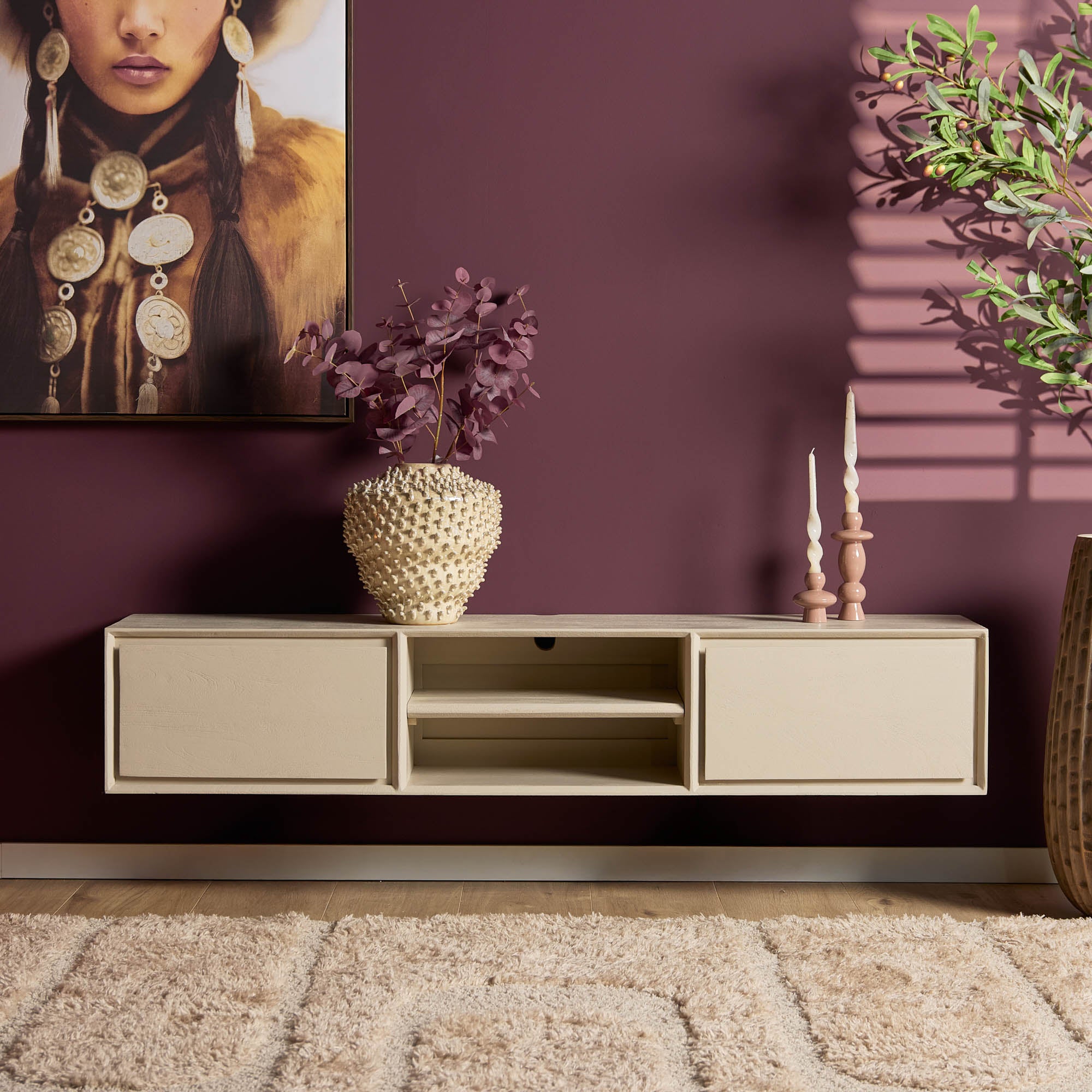 Zwevend tv meubel Ambiance Zand | 160 cm