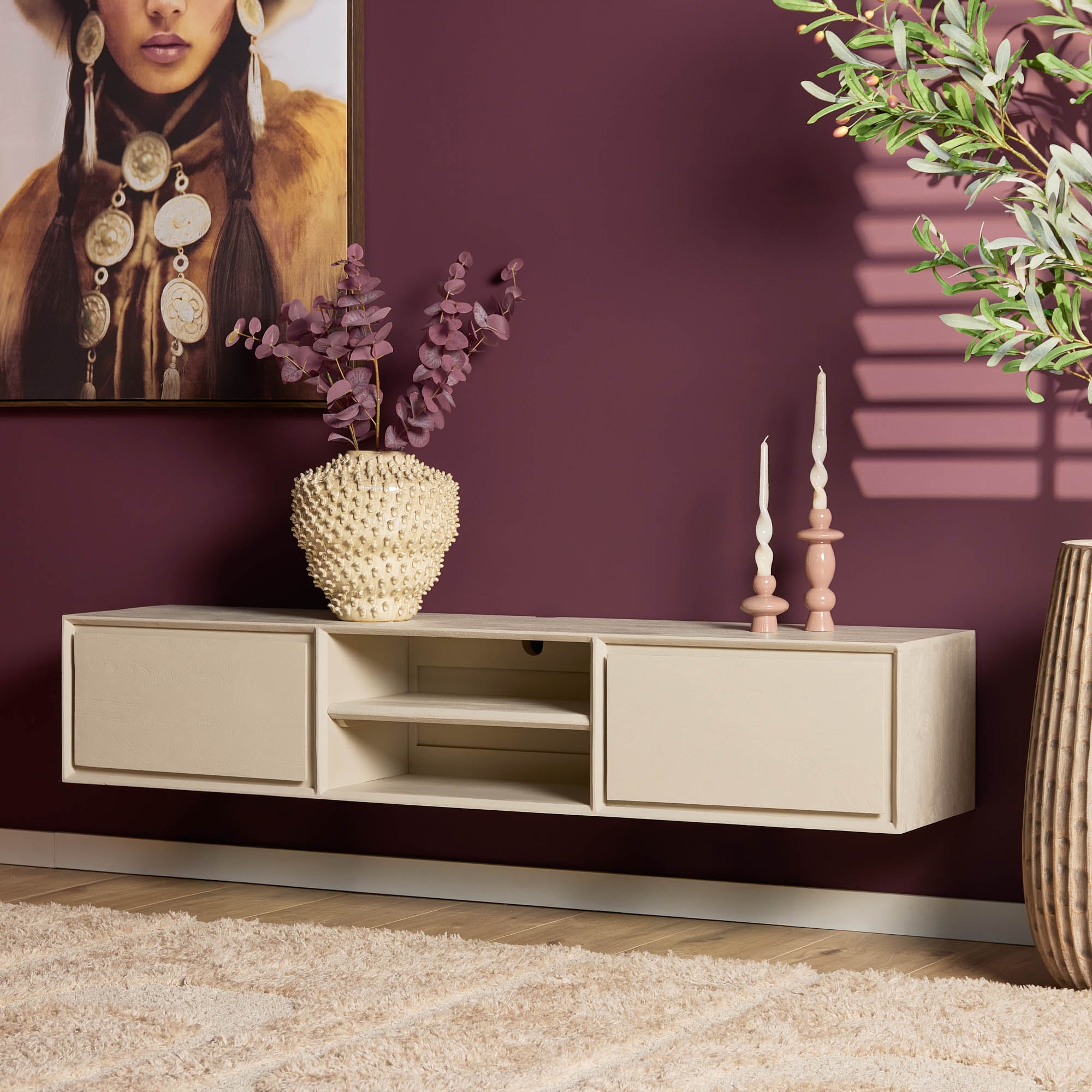 Zwevend tv meubel Ambiance Zand | 160 cm