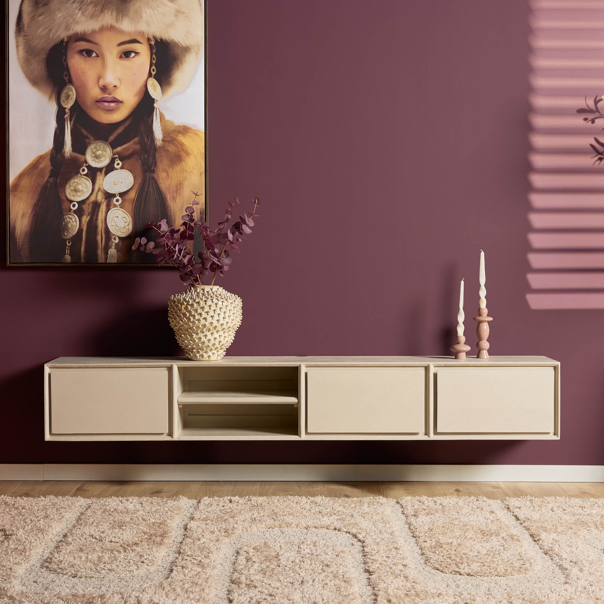 Zwevend tv-meubel Ambiance Zand | 200 cm