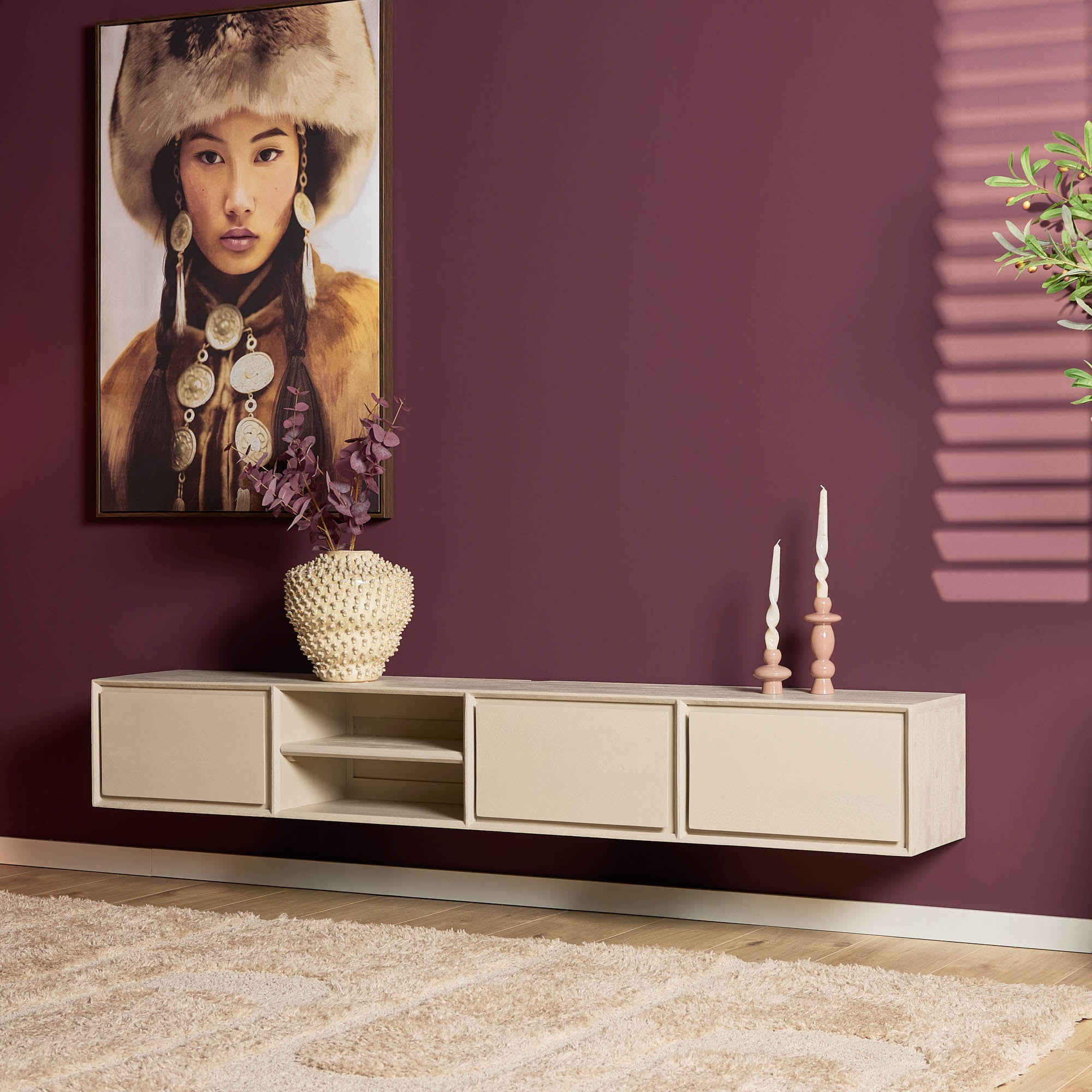 Zwevend tv-meubel Ambiance Zand | 200 cm