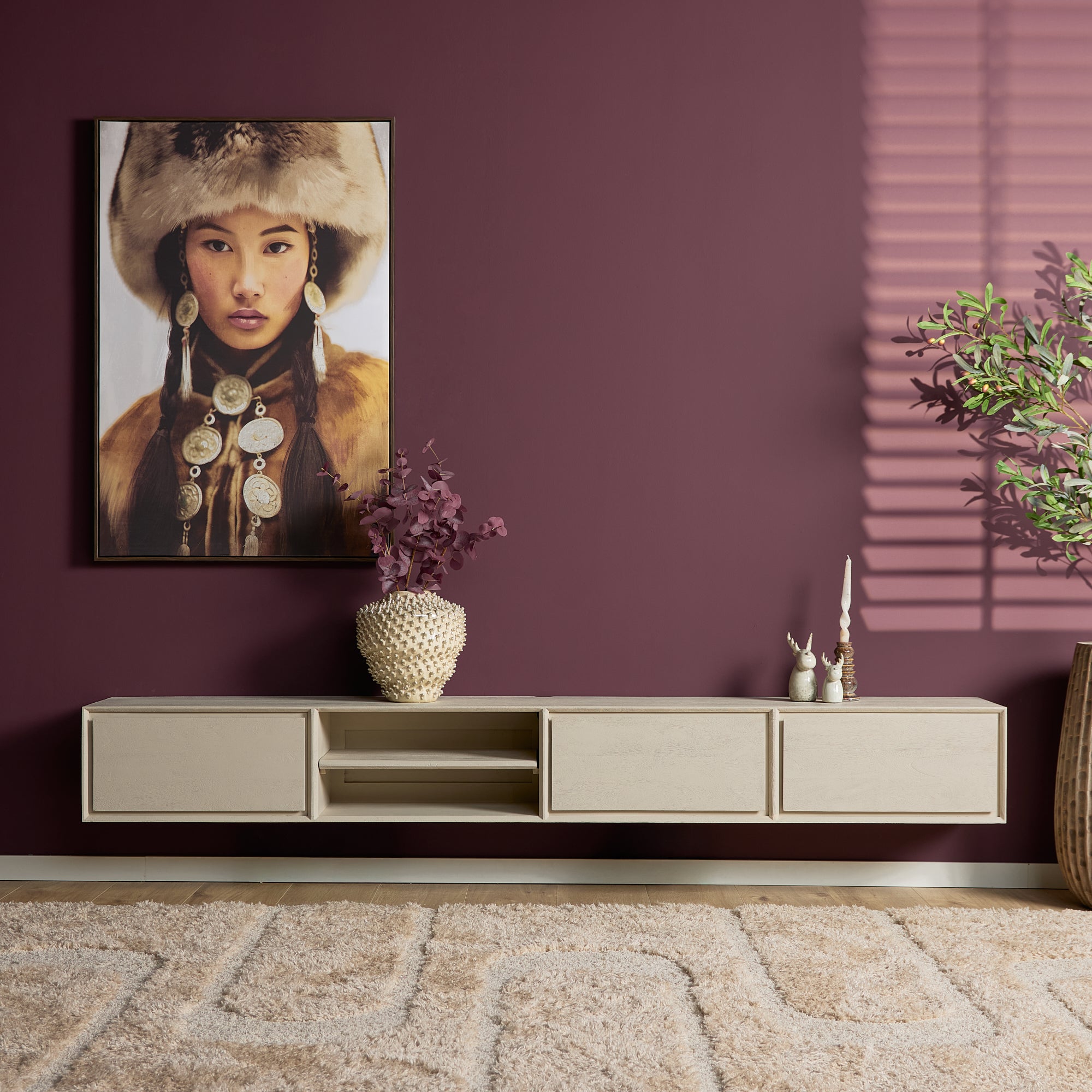 Zwevend tv-meubel Ambiance Zand | 240 cm