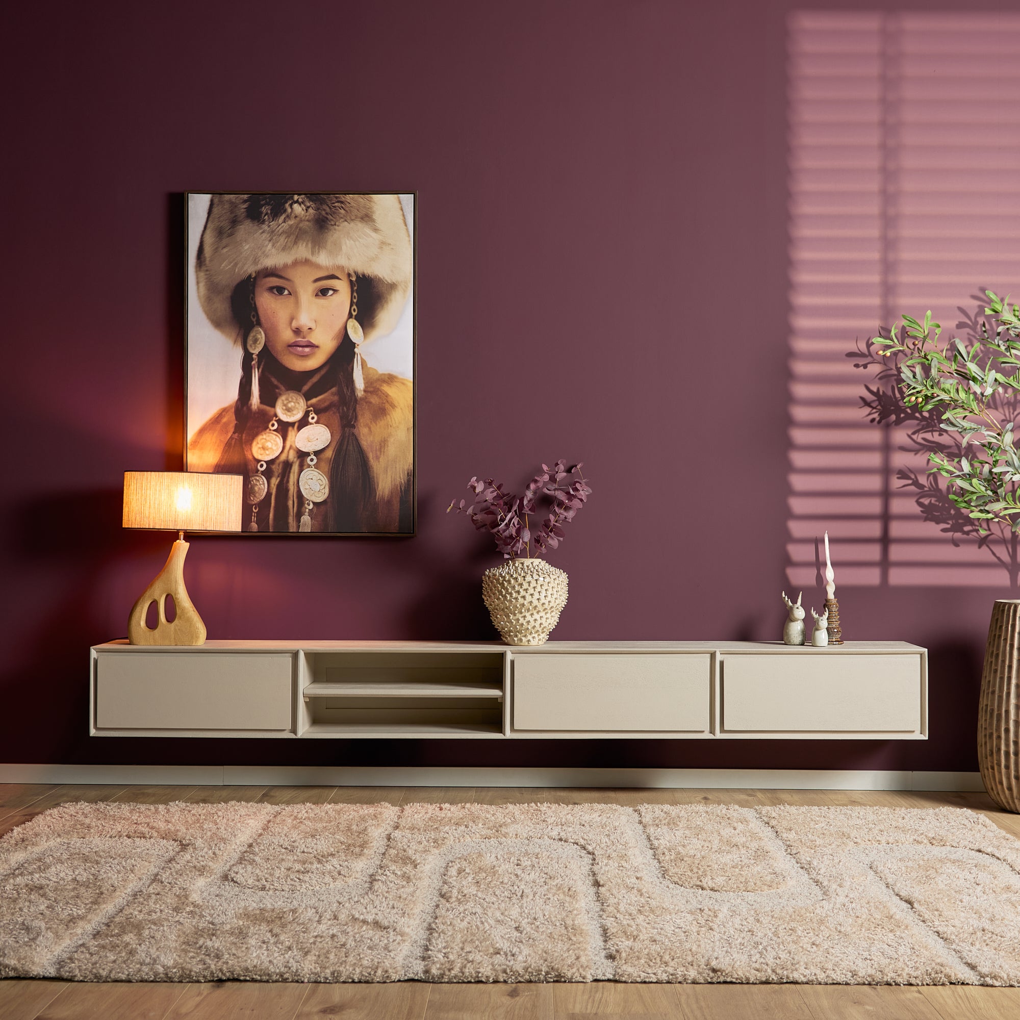 Zwevend tv-meubel Ambiance Zand | 280 cm