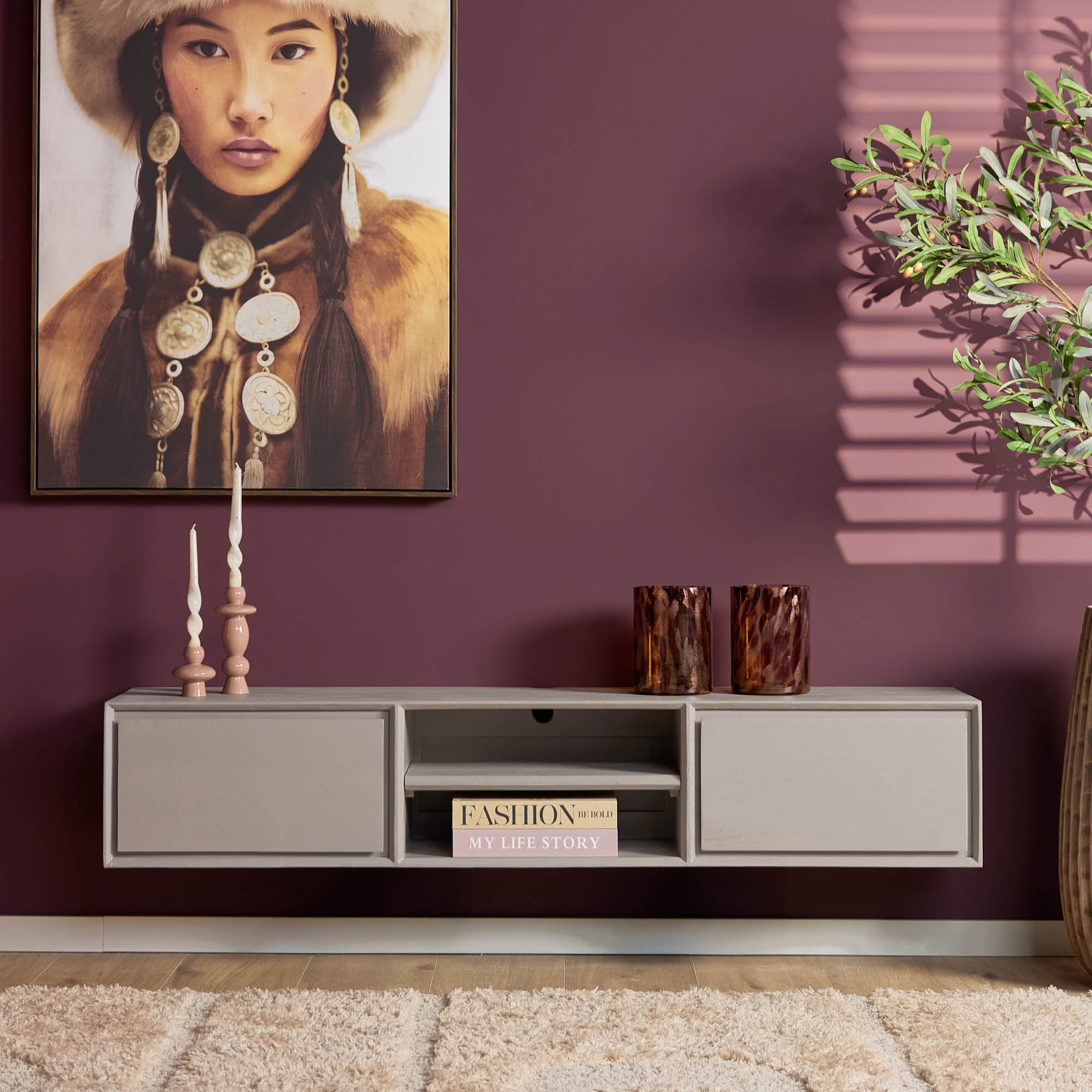 Zwevend tv-meubel Ambiance Taupe | 160 cm