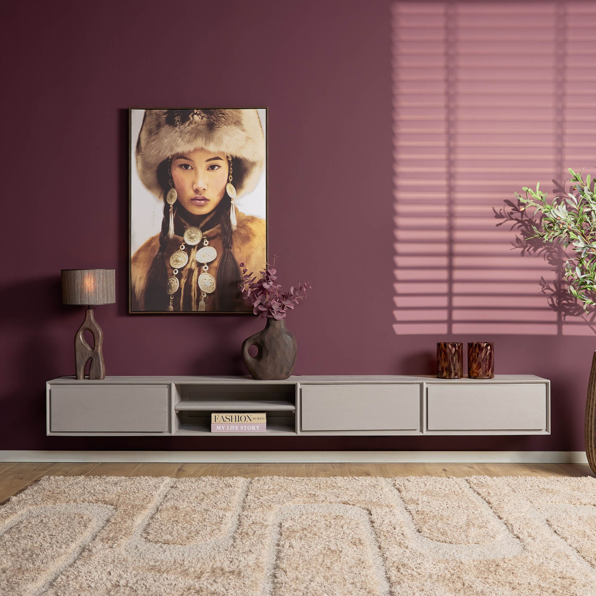 Zwevend tv-meubel Ambiance taupe | 240 cm