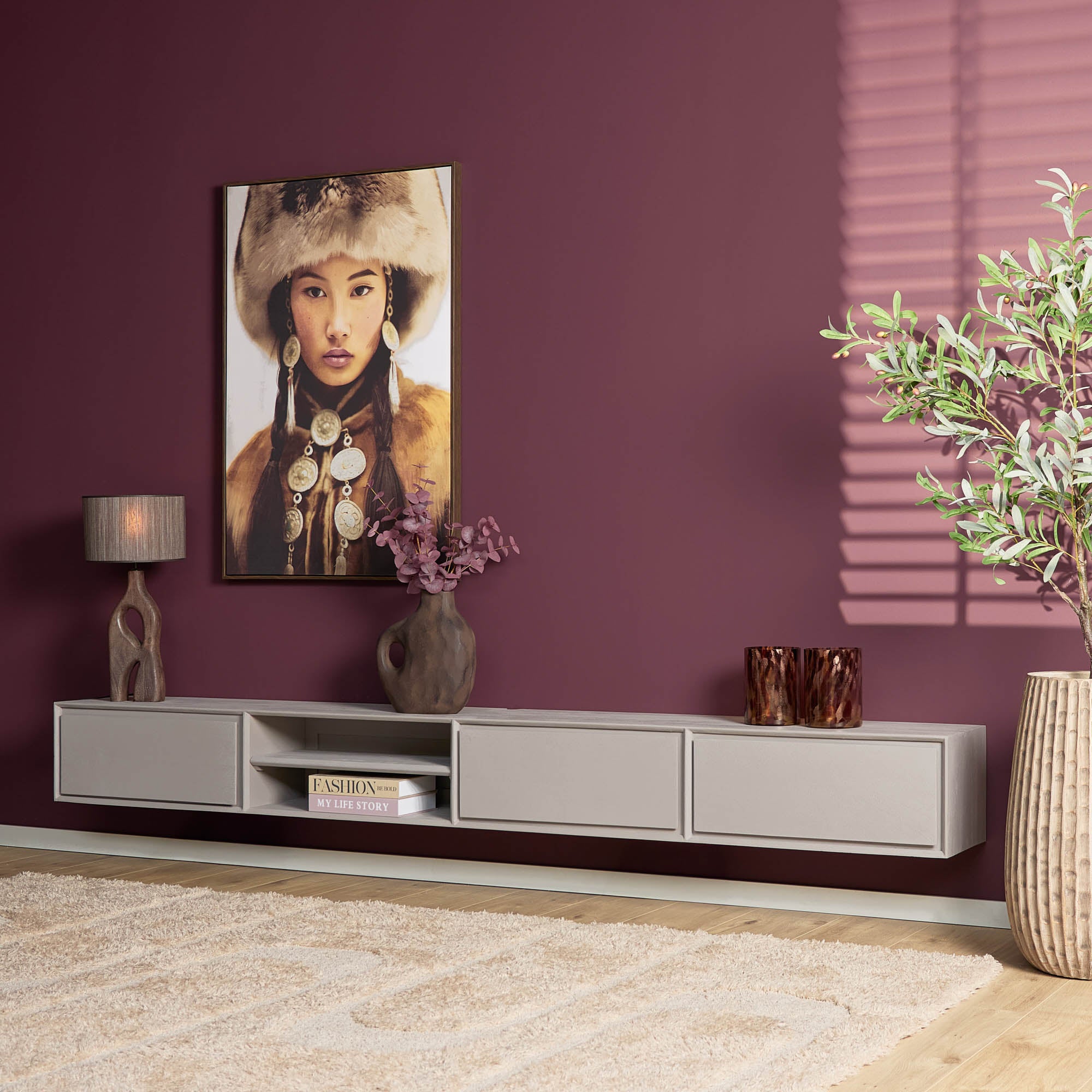 Zwevend tv-meubel Ambiance taupe | 280 cm
