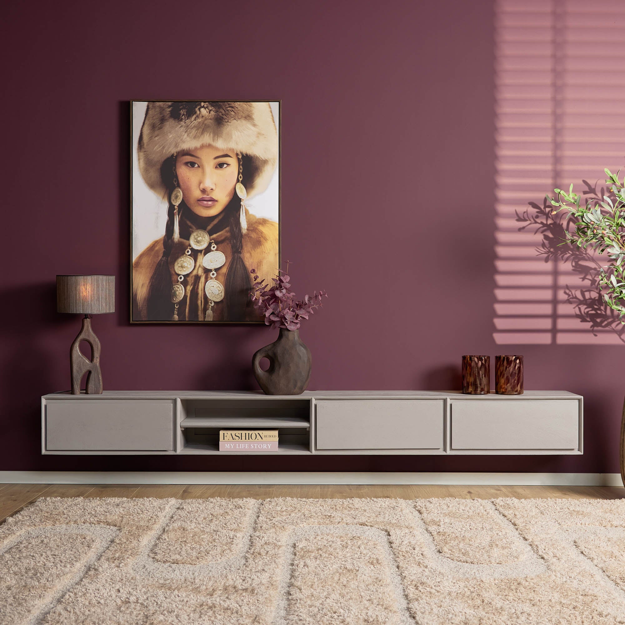 Zwevend tv-meubel Ambiance taupe | 280 cm