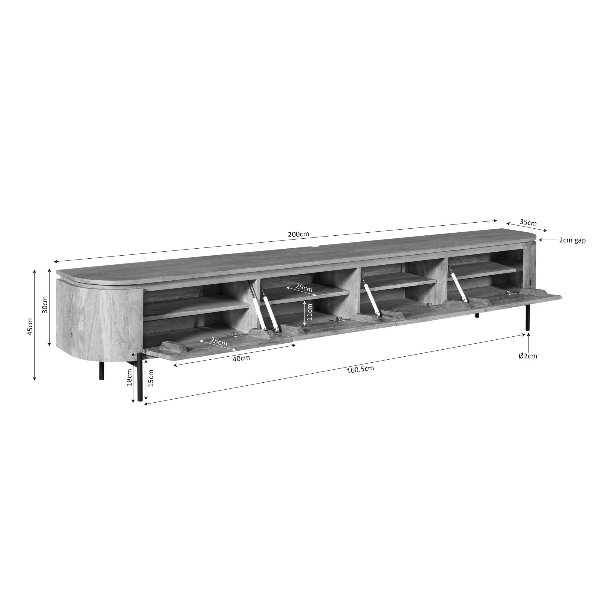 Tv meubel Excellent Zand | 200 cm